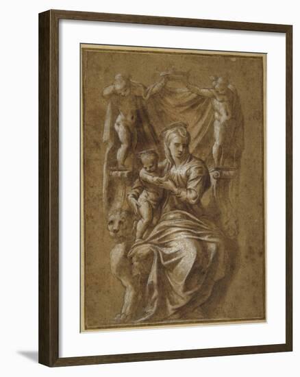 The Madonna and Child Enthroned-Polidoro da Caravaggio-Framed Giclee Print