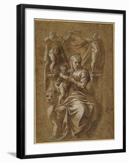 The Madonna and Child Enthroned-Polidoro da Caravaggio-Framed Giclee Print