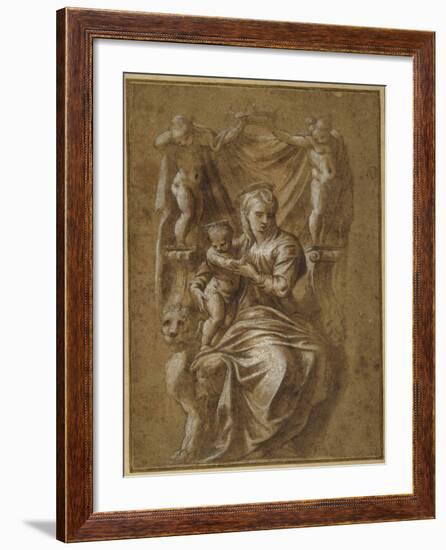 The Madonna and Child Enthroned-Polidoro da Caravaggio-Framed Giclee Print