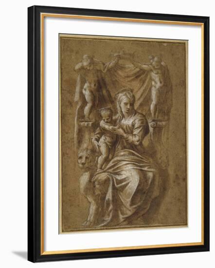 The Madonna and Child Enthroned-Polidoro da Caravaggio-Framed Giclee Print