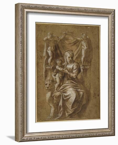 The Madonna and Child Enthroned-Polidoro da Caravaggio-Framed Giclee Print