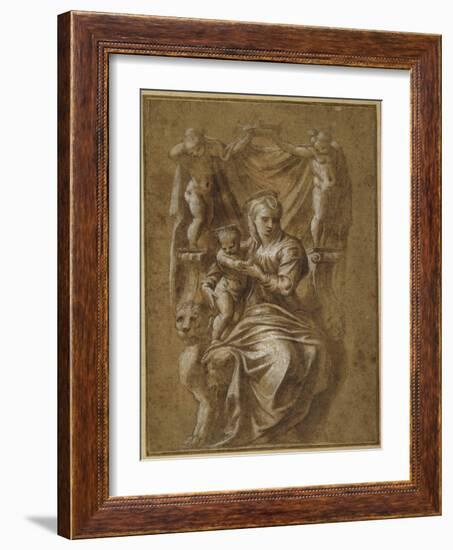 The Madonna and Child Enthroned-Polidoro da Caravaggio-Framed Giclee Print