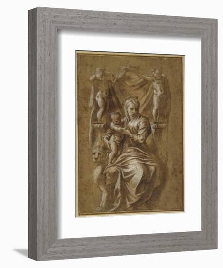 The Madonna and Child Enthroned-Polidoro da Caravaggio-Framed Giclee Print