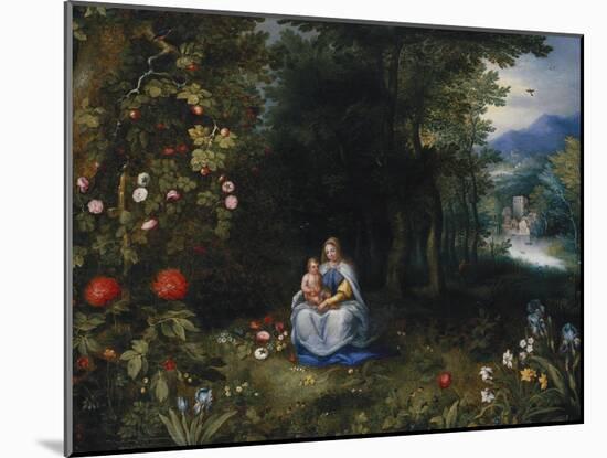 The Madonna and Child in a Wooded River Landscape-Jan Brueghel the Elder-Mounted Giclee Print