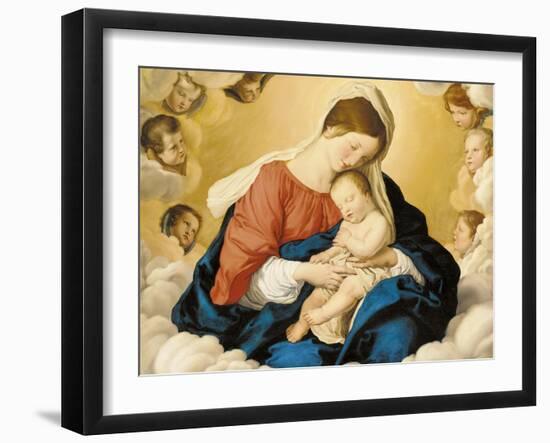 The Madonna and Child in Glory with Cherubs-Giovanni Battista Salvi da Sassoferrato-Framed Giclee Print