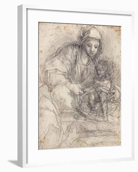 The Madonna and Child with a Carthusian Monk-Alessandro Tiarini-Framed Giclee Print