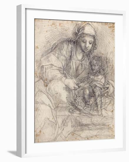 The Madonna and Child with a Carthusian Monk-Alessandro Tiarini-Framed Giclee Print