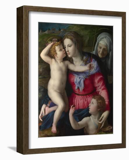 The Madonna and Child with Saint John the Baptist and Saint Elizabeth, C.1540-Agnolo Bronzino-Framed Giclee Print