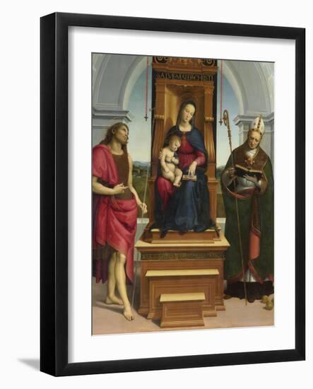 The Madonna and Child with Saint John the Baptist and Saint Nicholas of Bari, 1505-Raphael-Framed Giclee Print