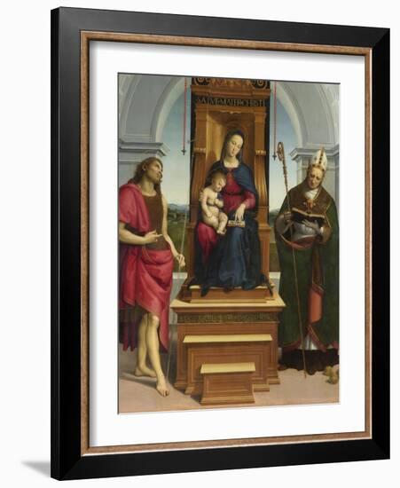 The Madonna and Child with Saint John the Baptist and Saint Nicholas of Bari, 1505-Raphael-Framed Giclee Print