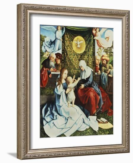 The Madonna and Child, with St. Ann, Surrounded by Angels and Donors-Bernard van Orley-Framed Giclee Print