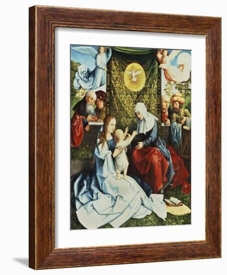 The Madonna and Child, with St. Ann, Surrounded by Angels and Donors-Bernard van Orley-Framed Giclee Print