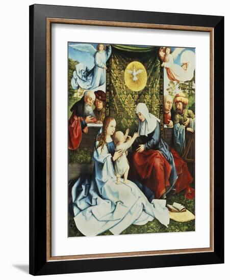 The Madonna and Child, with St. Ann, Surrounded by Angels and Donors-Bernard van Orley-Framed Giclee Print