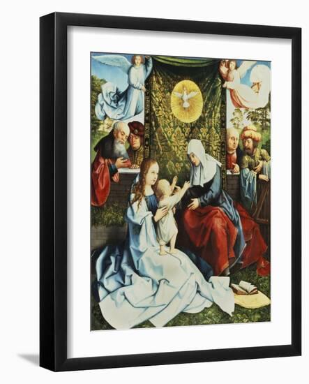 The Madonna and Child, with St. Ann, Surrounded by Angels and Donors-Bernard van Orley-Framed Giclee Print