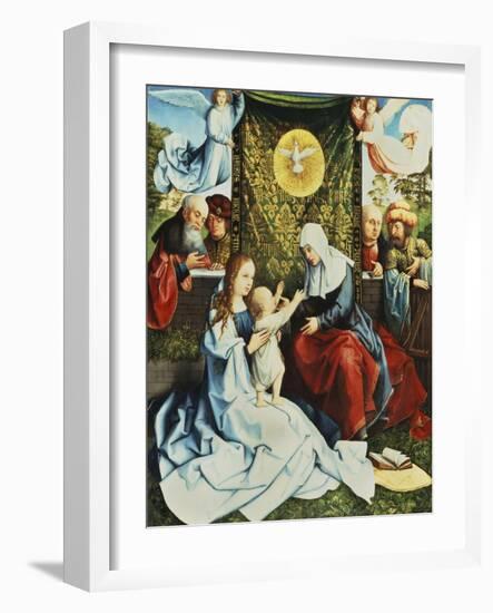 The Madonna and Child, with St. Ann, Surrounded by Angels and Donors-Bernard van Orley-Framed Giclee Print