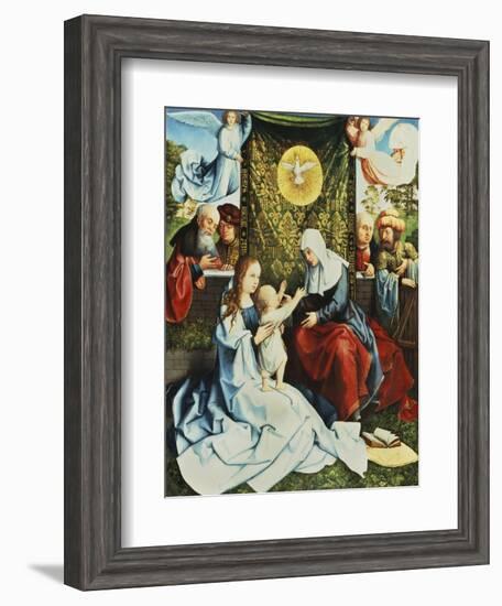 The Madonna and Child, with St. Ann, Surrounded by Angels and Donors-Bernard van Orley-Framed Giclee Print
