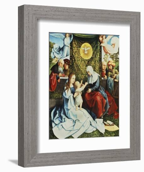 The Madonna and Child, with St. Ann, Surrounded by Angels and Donors-Bernard van Orley-Framed Giclee Print