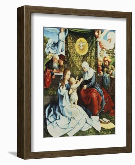 The Madonna and Child, with St. Ann, Surrounded by Angels and Donors-Bernard van Orley-Framed Giclee Print