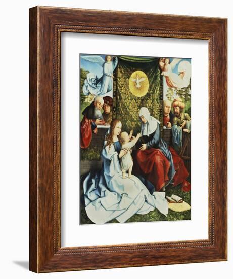 The Madonna and Child, with St. Ann, Surrounded by Angels and Donors-Bernard van Orley-Framed Giclee Print