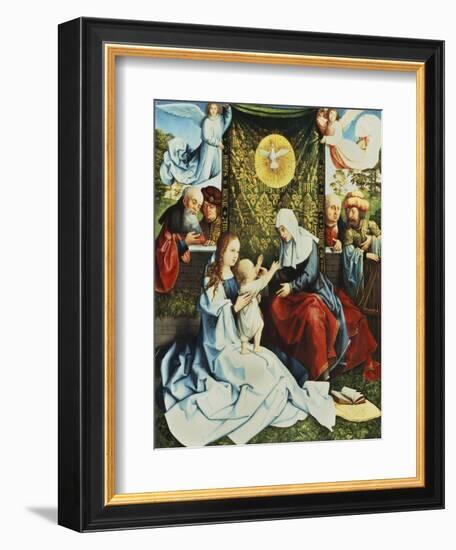 The Madonna and Child, with St. Ann, Surrounded by Angels and Donors-Bernard van Orley-Framed Giclee Print