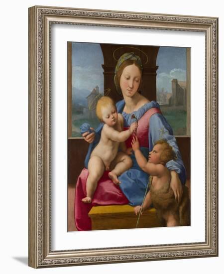 The Madonna and Child with the Infant Baptist (The Garvagh Madonn), Ca 1509-1510-Raphael-Framed Giclee Print