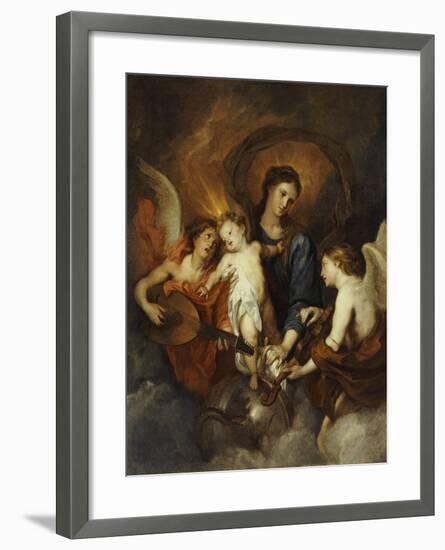 The Madonna and Child with Two Musical Angels-Sir Anthony Van Dyck-Framed Giclee Print