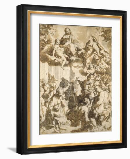 The Madonna Del Popolo, after Barocci (Black Chalk with Brownish Wash on Beige Paper)-Francesco Vanni-Framed Giclee Print