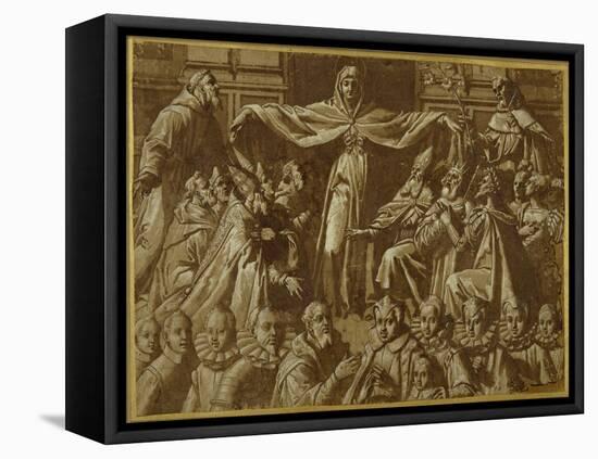 The Madonna Della Misericordia with Sts. Francis and Dominic, with Other Saints and Rulers and a…-Jacopo Zucchi-Framed Premier Image Canvas