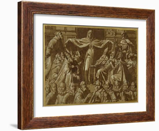 The Madonna Della Misericordia with Sts. Francis and Dominic, with Other Saints and Rulers and a…-Jacopo Zucchi-Framed Giclee Print
