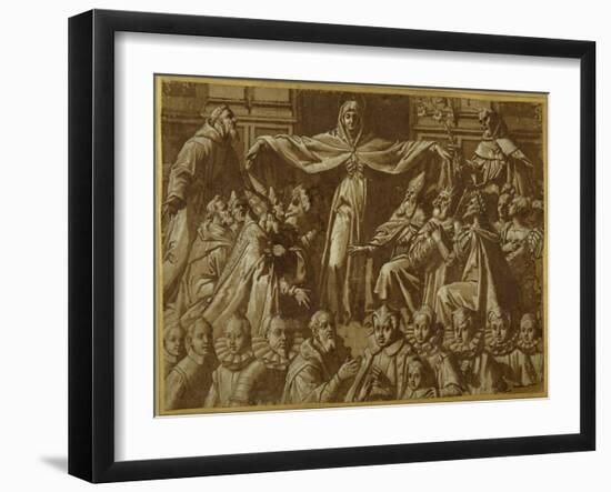 The Madonna Della Misericordia with Sts. Francis and Dominic, with Other Saints and Rulers and a…-Jacopo Zucchi-Framed Giclee Print