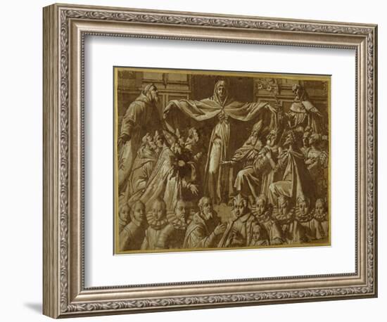 The Madonna Della Misericordia with Sts. Francis and Dominic, with Other Saints and Rulers and a…-Jacopo Zucchi-Framed Giclee Print