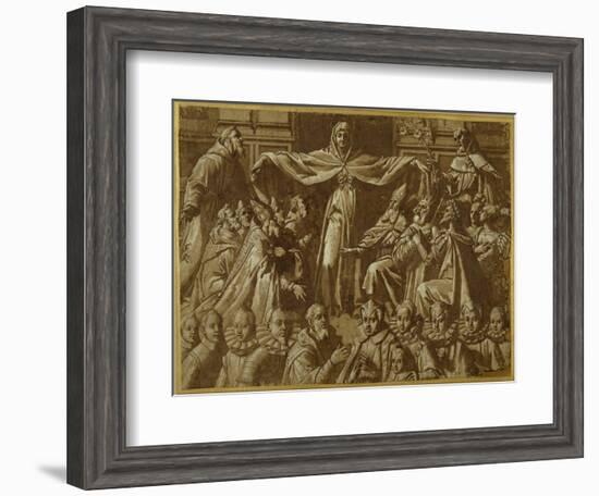 The Madonna Della Misericordia with Sts. Francis and Dominic, with Other Saints and Rulers and a…-Jacopo Zucchi-Framed Giclee Print