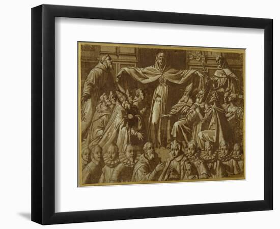 The Madonna Della Misericordia with Sts. Francis and Dominic, with Other Saints and Rulers and a…-Jacopo Zucchi-Framed Giclee Print