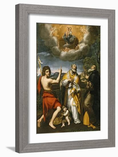 The Madonna of Loreto Appearing to St. John the Baptist, St. Eligius, and St. Anthony Abbot-Domenichino-Framed Giclee Print