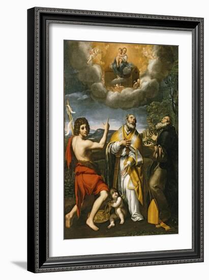 The Madonna of Loreto Appearing to St. John the Baptist, St. Eligius, and St. Anthony Abbot-Domenichino-Framed Giclee Print