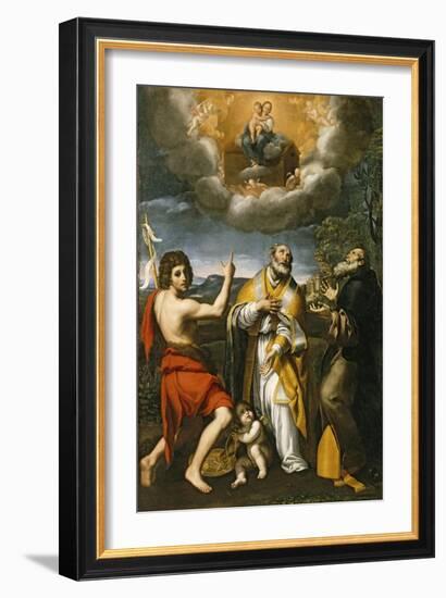 The Madonna of Loreto Appearing to St. John the Baptist, St. Eligius, and St. Anthony Abbot-Domenichino-Framed Giclee Print