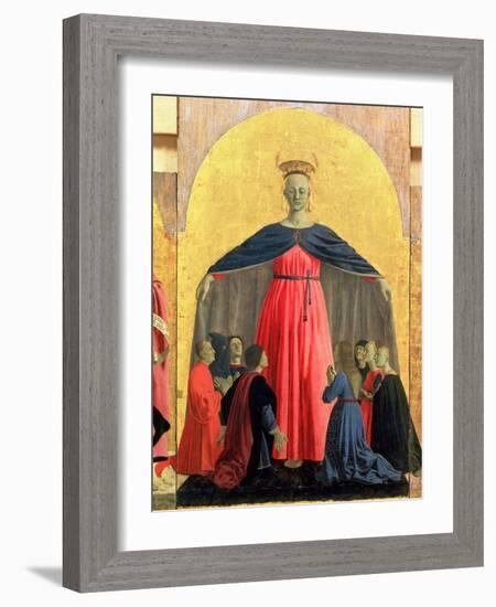 The Madonna of Mercy, Central Panel from the Misericordia Altarpiece, 1445 (Detail)-Piero della Francesca-Framed Giclee Print