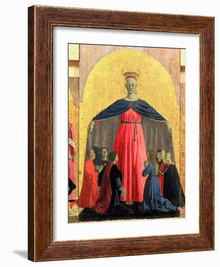 The Madonna of Mercy, Central Panel from the Misericordia Altarpiece, 1445 (Detail)-Piero della Francesca-Framed Giclee Print