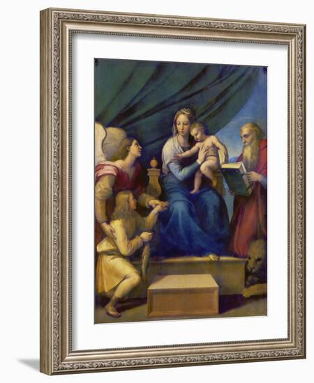 The Madonna of the Fish (The Madonna with the Archangel Raphael, Tobias and St, Jerome), C. 1513-Raffael-Framed Giclee Print