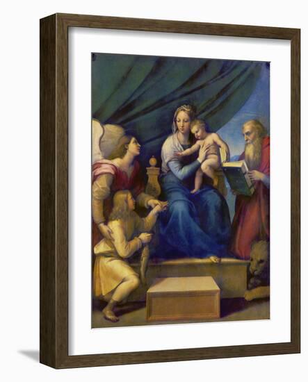 The Madonna of the Fish (The Madonna with the Archangel Raphael, Tobias and St, Jerome), C. 1513-Raffael-Framed Giclee Print