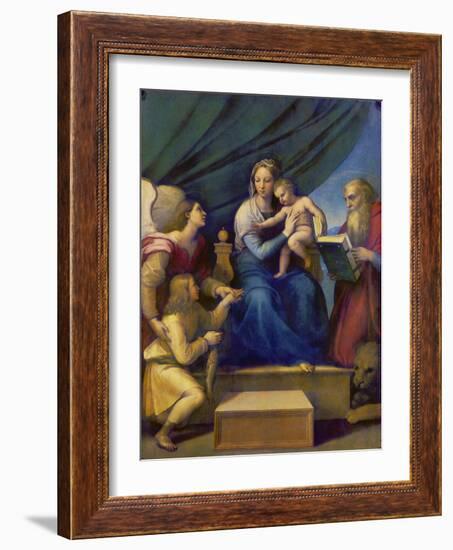 The Madonna of the Fish (The Madonna with the Archangel Raphael, Tobias and St, Jerome), C. 1513-Raffael-Framed Giclee Print