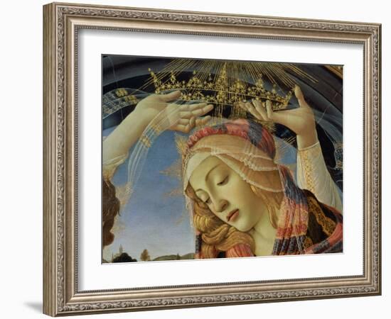 The Madonna of the Magnificat, Detail of the Virgin's Face and Crown, 1482-Sandro Botticelli-Framed Giclee Print