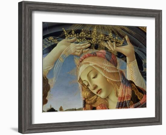 The Madonna of the Magnificat, Detail of the Virgin's Face and Crown, 1482-Sandro Botticelli-Framed Giclee Print