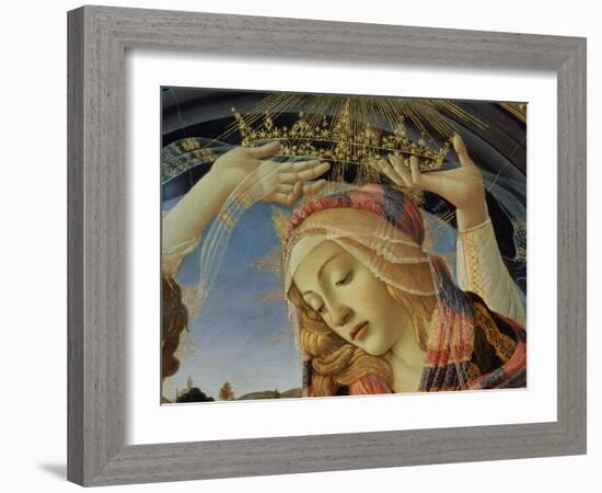 The Madonna of the Magnificat, Detail of the Virgin's Face and Crown, 1482-Sandro Botticelli-Framed Giclee Print