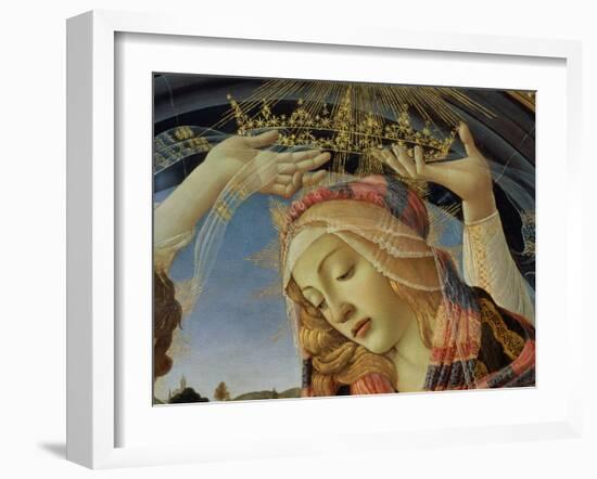 The Madonna of the Magnificat, Detail of the Virgin's Face and Crown, 1482-Sandro Botticelli-Framed Giclee Print