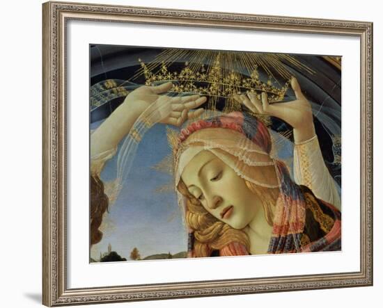 The Madonna of the Magnificat, Detail of the Virgin's Face and Crown, 1482-Sandro Botticelli-Framed Giclee Print