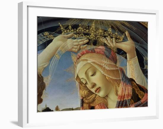 The Madonna of the Magnificat, Detail of the Virgin's Face and Crown, 1482-Sandro Botticelli-Framed Giclee Print