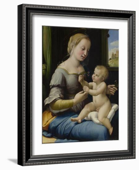 The Madonna of the Pinks (La Madonna Dei Garofan), Ca 1506-1507-Raphael-Framed Giclee Print