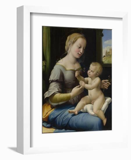 The Madonna of the Pinks (La Madonna Dei Garofan), Ca 1506-1507-Raphael-Framed Giclee Print