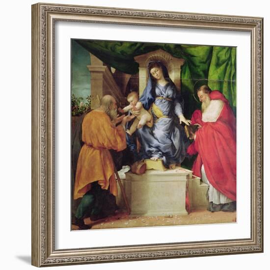 The Madonna of the Roses, 1526 (Oil on Panel)-Lorenzo Lotto-Framed Giclee Print